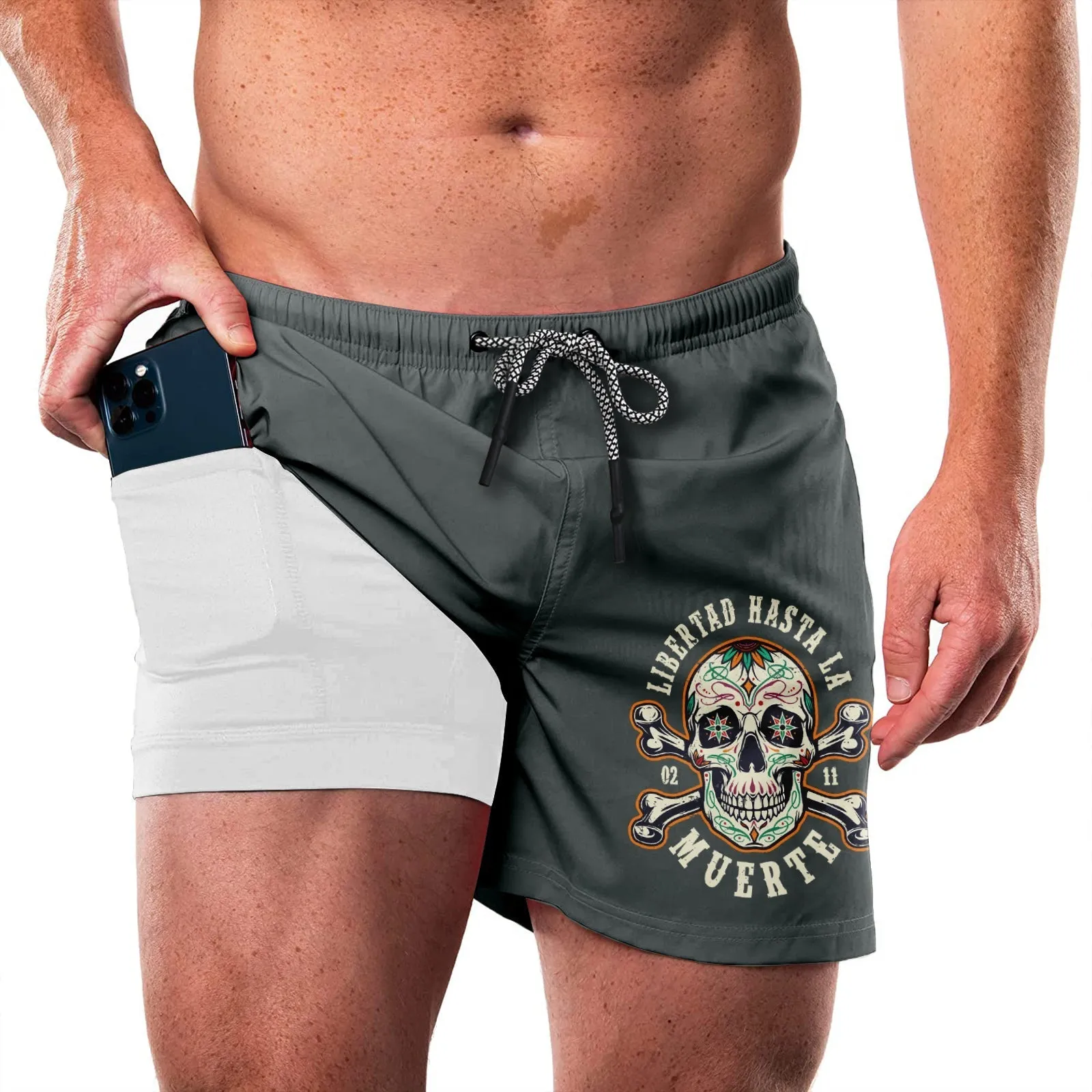 SKULL QUICKDRY POCKET 2 IN 1 7'' INSEAM RUNNING SHORTS