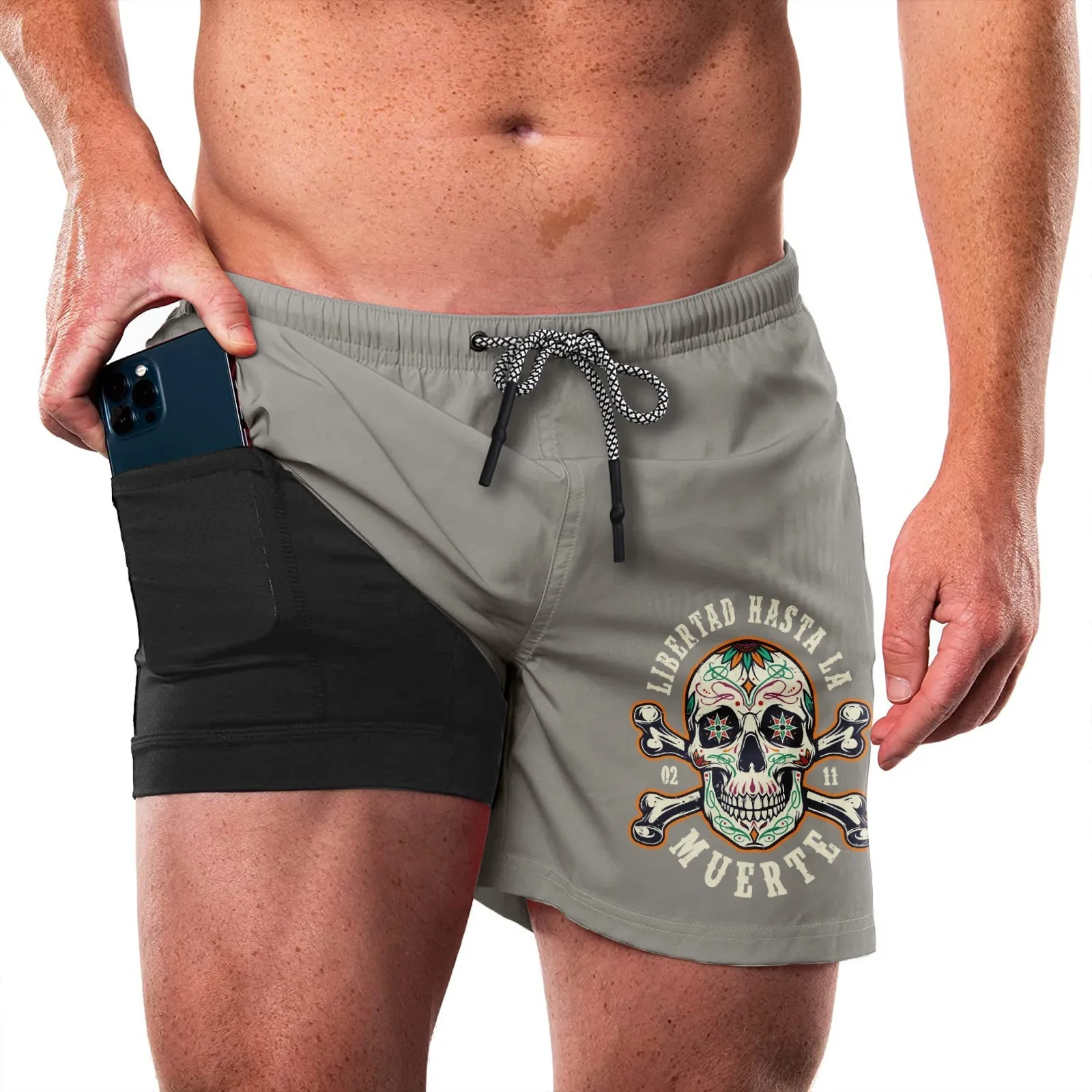 SKULL QUICKDRY POCKET 2 IN 1 7'' INSEAM RUNNING SHORTS