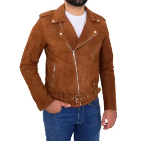 Spine Spark Men's Suede Leather Brando Style Biker Jacket