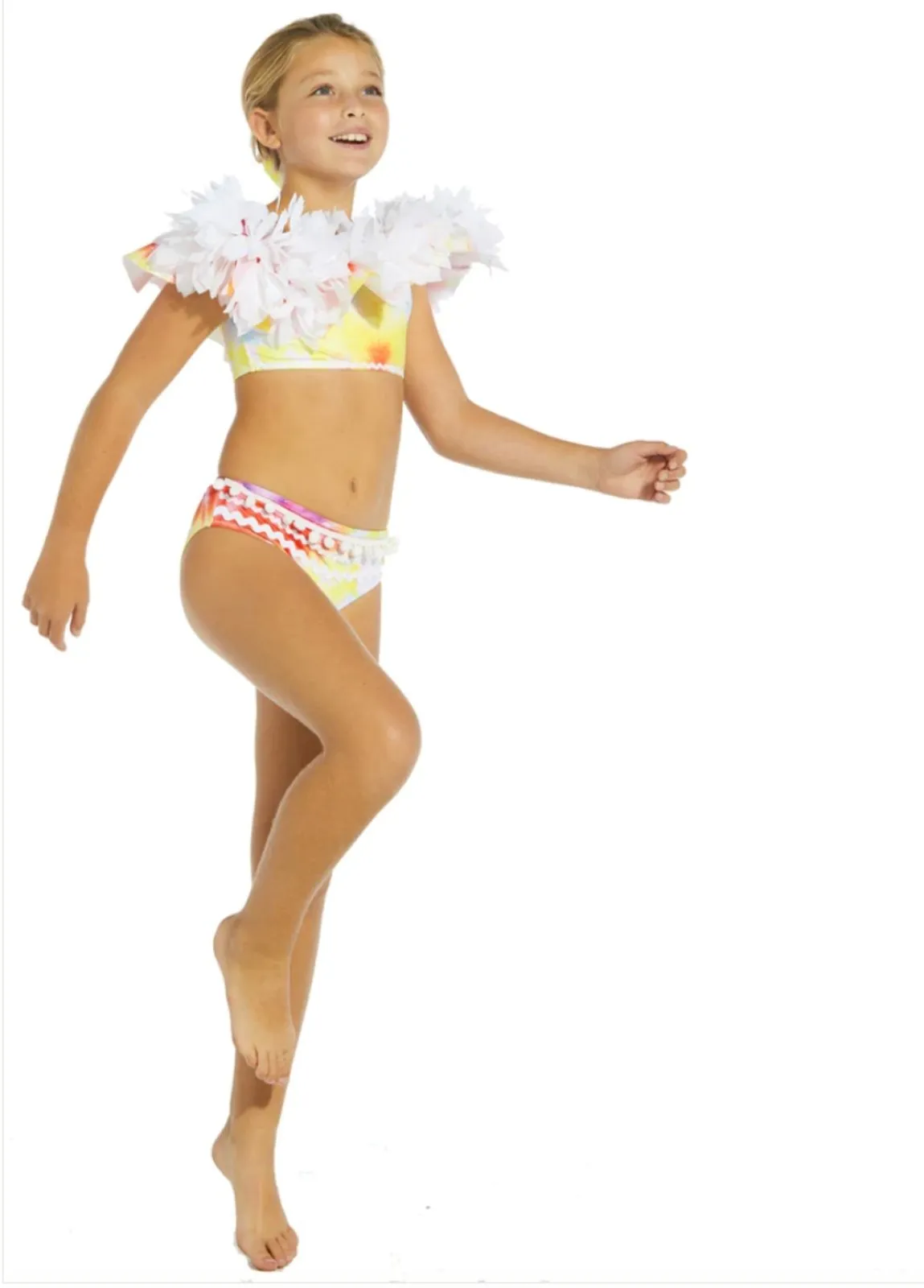 Stella Cove Girls I Love You Forever White Petal Bikini Swimsuit
