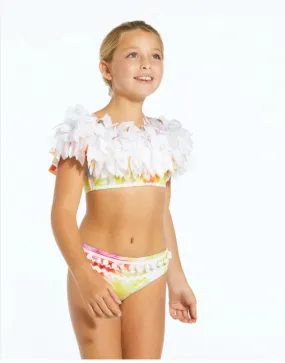 Stella Cove Girls I Love You Forever White Petal Bikini Swimsuit