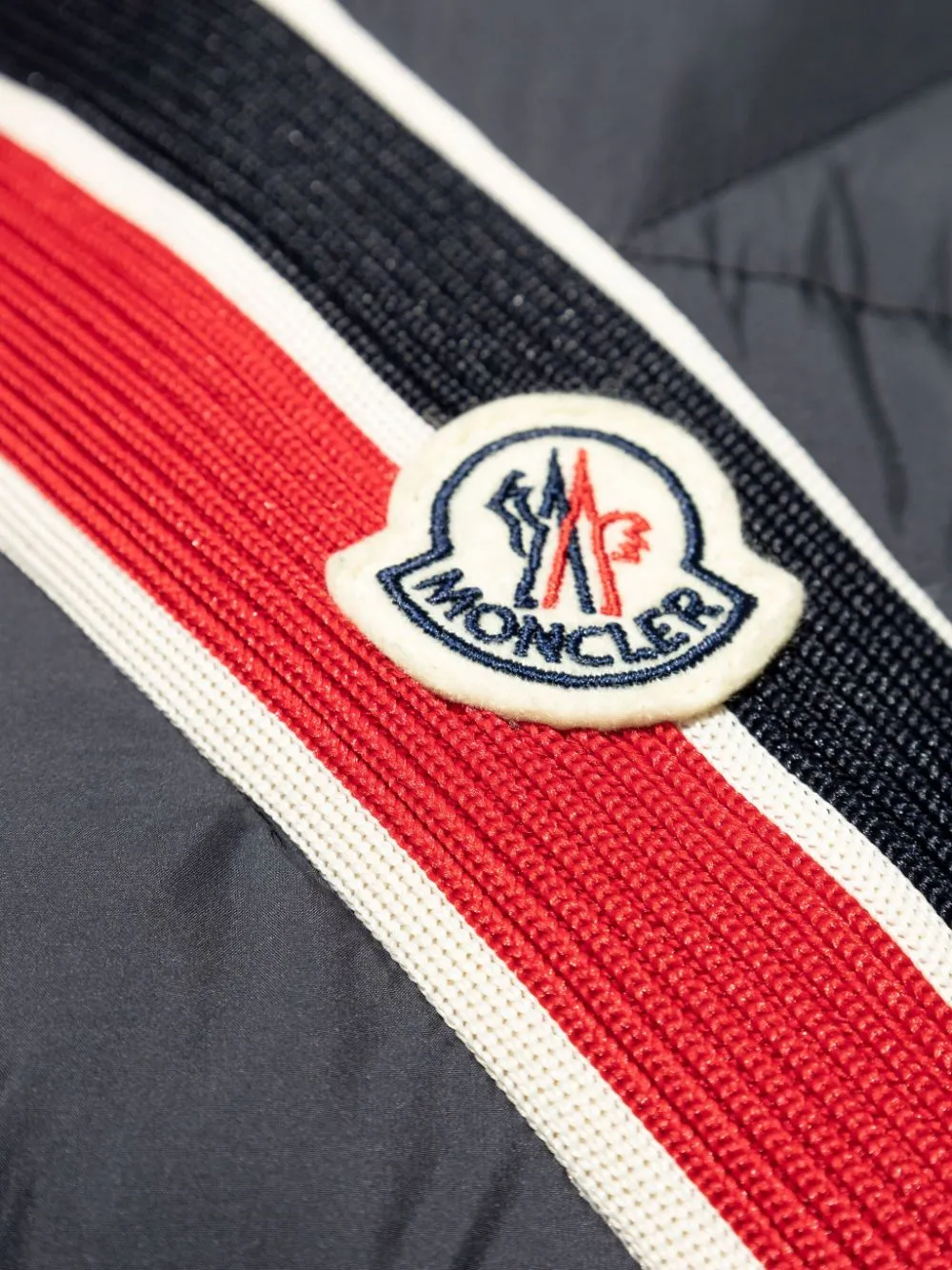 striped logo patch down jacket