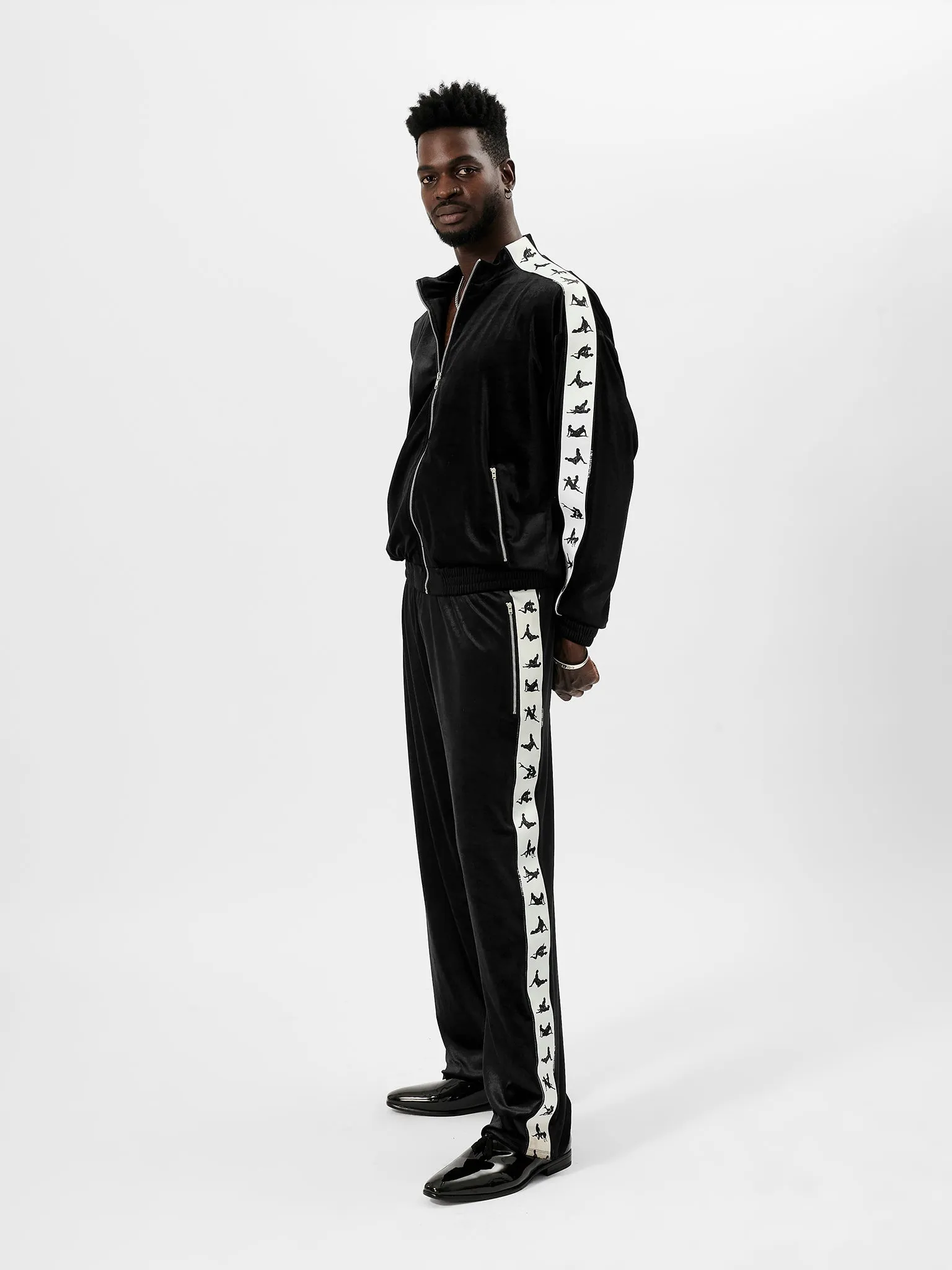 S*x Tape Tracksuit Bottoms Velour Black