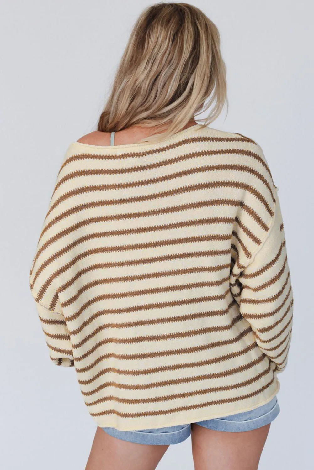 TastyHottie - Boat Neck Long Sleeve Fashion Striped Sweater