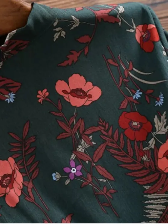 TastyHottie - Pretty Pussy Bow Tie Floral Pleated Shirt Dress
