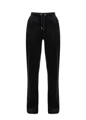 TINA VELOUR TRACK PANTS WITH DIAMANTE BRANDIN - Black