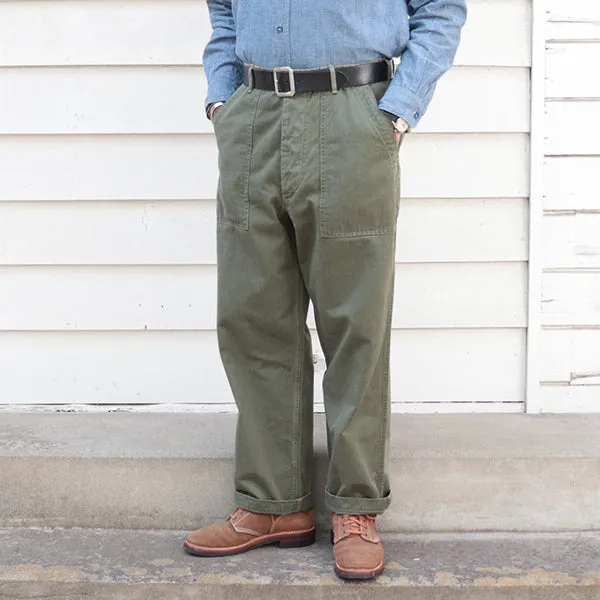 UTILITY SLACKS / LIGHT OLIVE GREEN with BIO-WASH / SZ MILITARY HBT