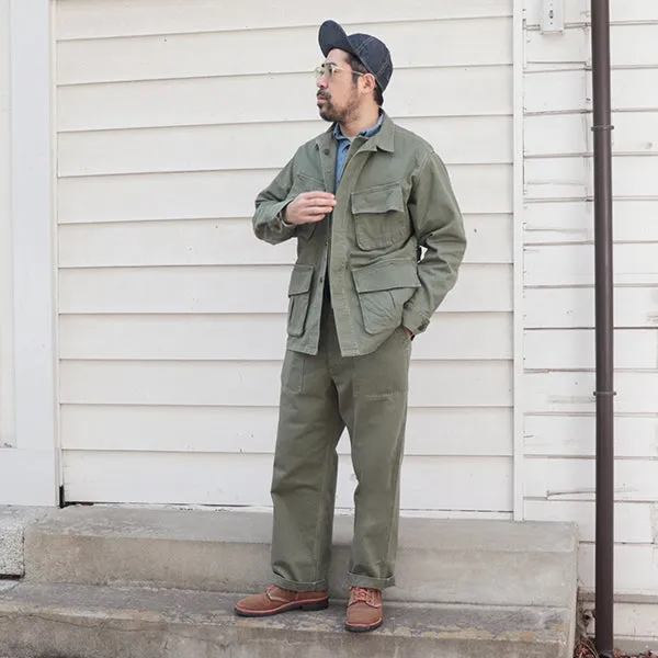 UTILITY SLACKS / LIGHT OLIVE GREEN with BIO-WASH / SZ MILITARY HBT