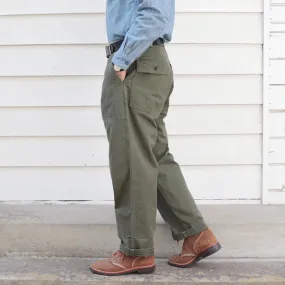 UTILITY SLACKS / LIGHT OLIVE GREEN with BIO-WASH / SZ MILITARY HBT