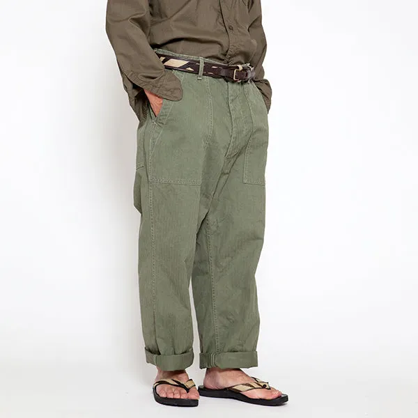 UTILITY SLACKS / LIGHT OLIVE GREEN with BIO-WASH / SZ MILITARY HBT