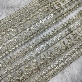 Water Gold Flower Design Fancy Sequins Work Trim