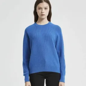 women's cashmere ribbed crew neck sweaters