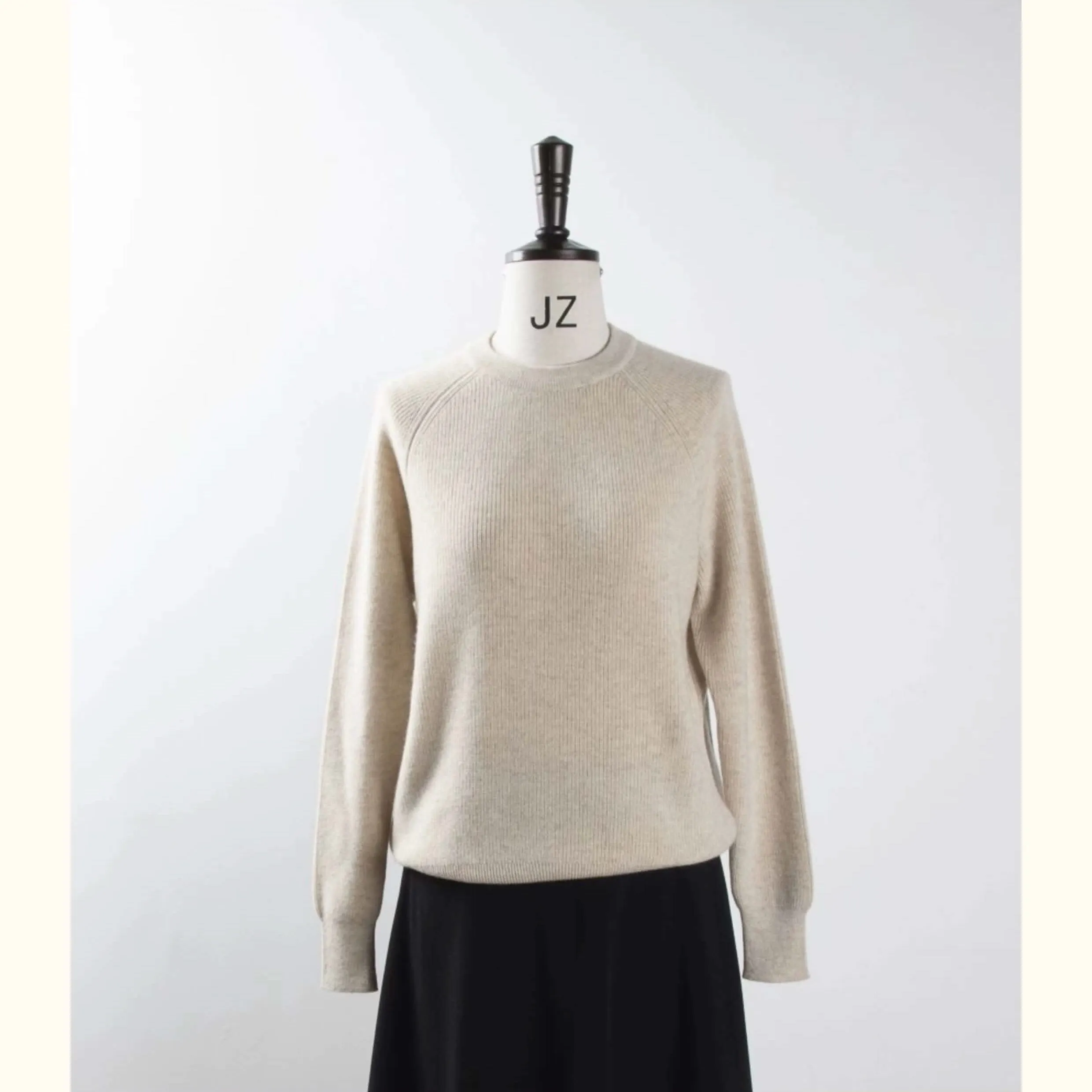 women's cashmere ribbed crew neck sweaters