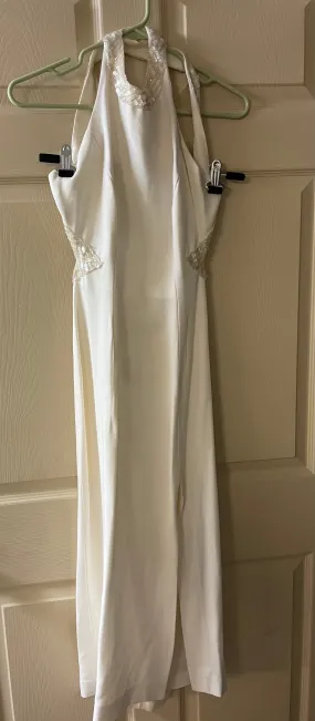 Womens Juniors DAVE & JOHNNY Ivory Beaded Sequins Sz 3/4 Formal Evening Ball Gown
