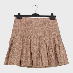 Women's Pink Leather-look Snake Skin Patterned Skirt
