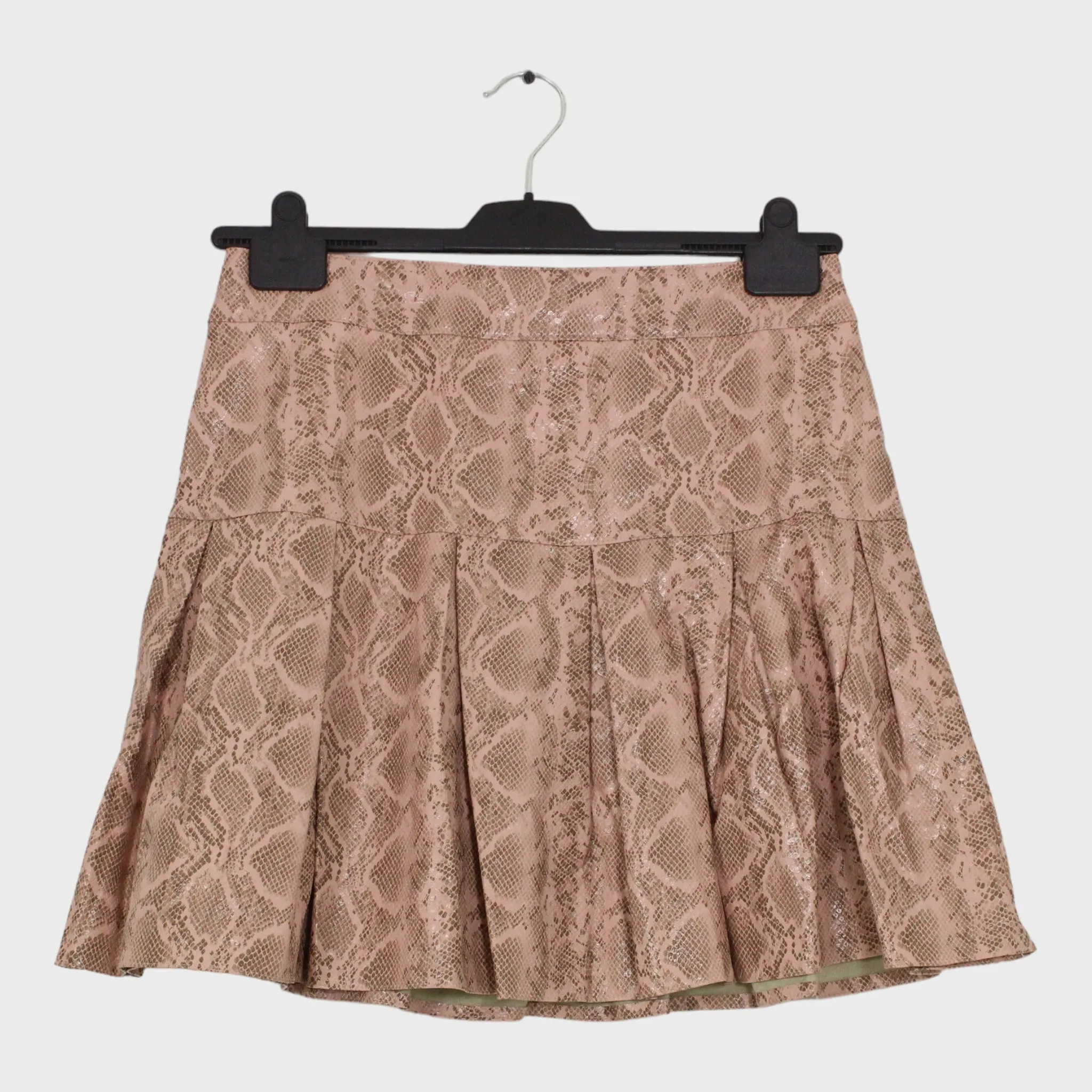 Women's Pink Leather-look Snake Skin Patterned Skirt