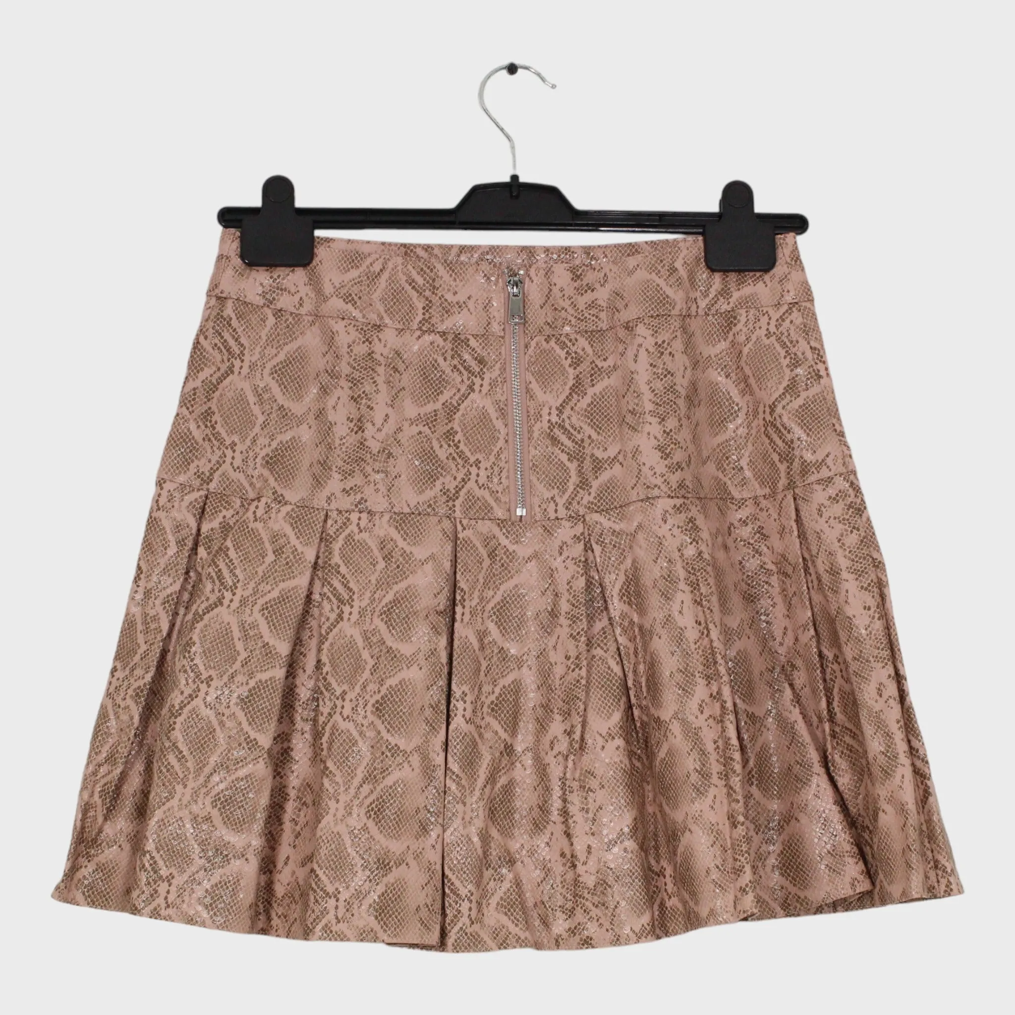 Women's Pink Leather-look Snake Skin Patterned Skirt