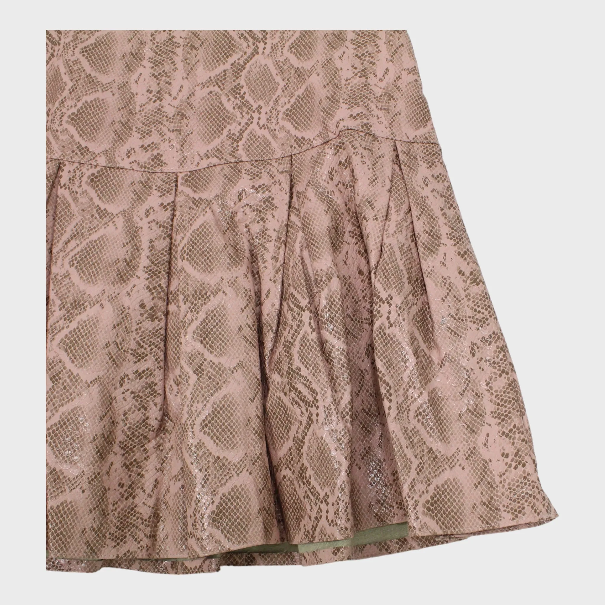 Women's Pink Leather-look Snake Skin Patterned Skirt