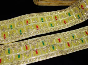 Yellow Traditional Gota Work Embroidered Lace
